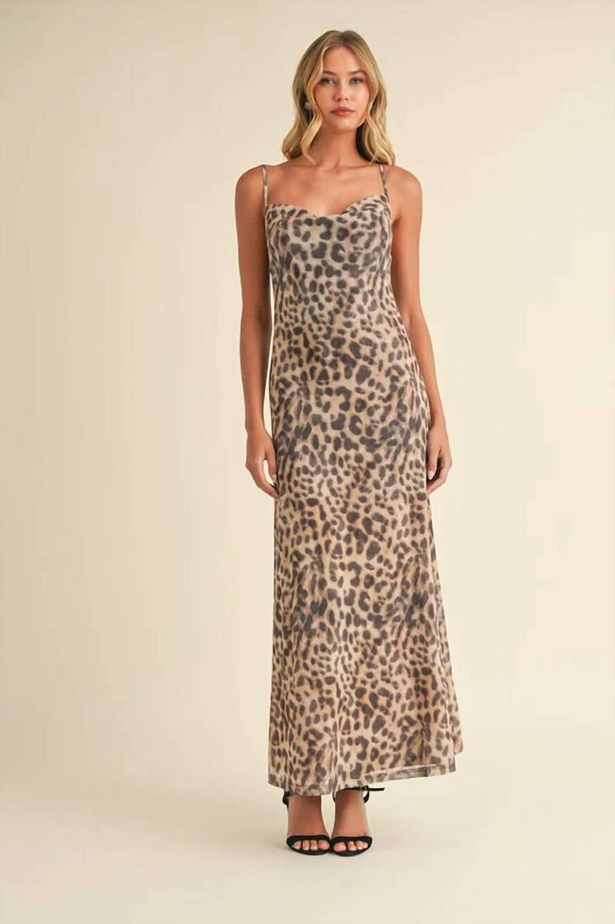 NEW KLESIS barely tamed slip dress in leopard print